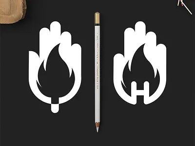 Hand on fire fire hand hand lettering icon logo logodesign logotype negative space