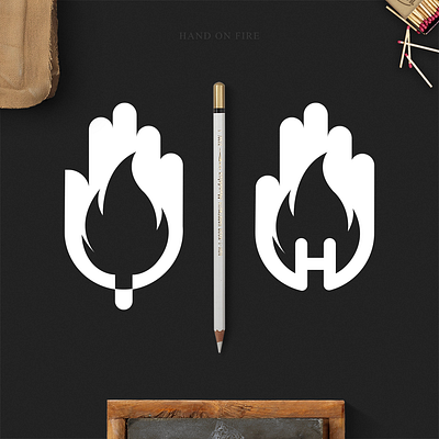 Hand on fire fire hand hand lettering icon logo logodesign logotype negative space