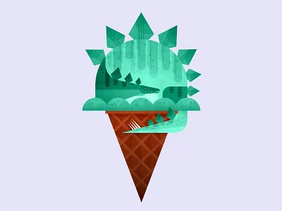 Dino Cone—Green cone dinosaur ice cream mint pistachio stegosaurus