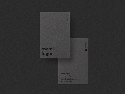 Monti Luger - Branding: Business Cards Mockup brand brand identity branding business business card dark layout mockup personal brand photographer logo print printing silkscreen print stationary design