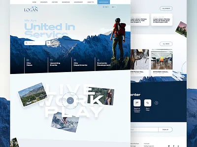 Logan, UT Homepage Concept design hero hero banner hero image homepage illustration logo mountain mountains parallax ui vector web web design webdesign website website design