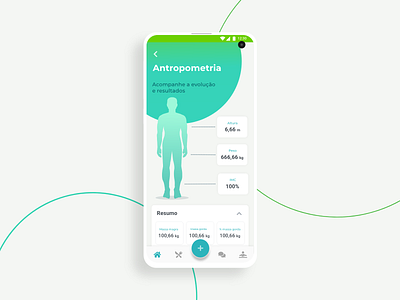 Anthropometry screen - Dietbox Patient app 2019 app design mobile ui ux visual