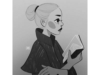 Girl Reading art blackandwhite bookillustration books character character art characterdesign digital painting digitalart freelance illustrator girls historic painting history illustration procreate reading sketchbook