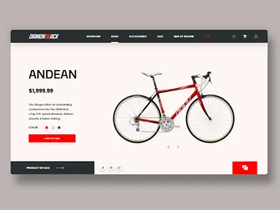 Bike shop concept 2d bicycle bike clean design flat inspiration interface landing landing page product page red shop store ui ux website website design weeklyui