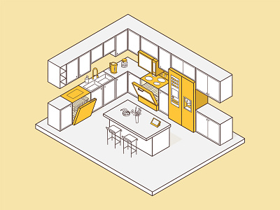 Smart Kitchen connect fridge hub illustration infographic infography information design isometric kitchen smart