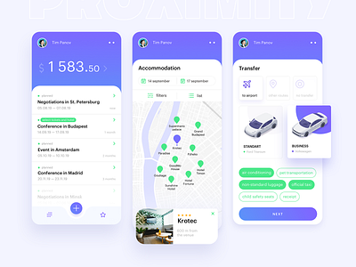 Banking App for busine$$ trip planning airline app business cars clean design graphicdesign grid hotel illustration minimal mobile transfer ui ux web