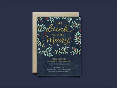 Holiday Invite botanical calligraphy christmas illustration invitation invite merry