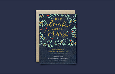 Holiday Invite botanical calligraphy christmas illustration invitation invite merry