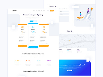Jobster- pricing & contact us boat bottle contact contact form contact us flat flat illustration pricing pricing page vector web design website