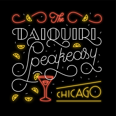 The Daiquiri Speakeasy Chicago art deco art deco lettering chicago chitown coctail daiquiri drawing drink handlettering happy hour illinois illustration lemon lettering monoline nick misani prohibition speakeasy typography workshop