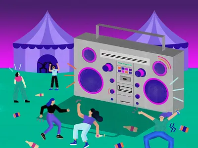 Boombox! adobe illustrator dancing design festival illustration vector
