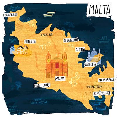 Map of Malta and hand lettering draw drawing illustration illustrator cc ink lettering map typography