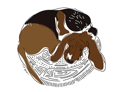 illustration of sleeping dog dog illustration illustrator