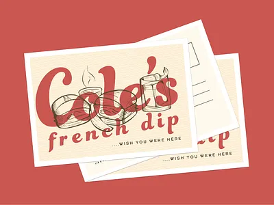 Restaurant Postcard bar brand cocktail food illustraion line art restaurant typography vector