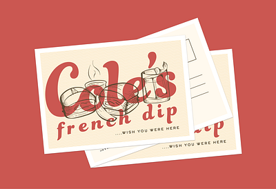 Restaurant Postcard bar brand cocktail food illustraion line art restaurant typography vector