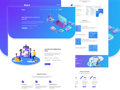 Weird mobile application Landing page design photoshop psd ui ux web webdesign website