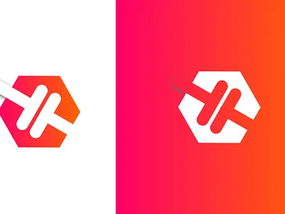 Hexagon design flat gradient icon illustration logo minimal orange pink simple vector