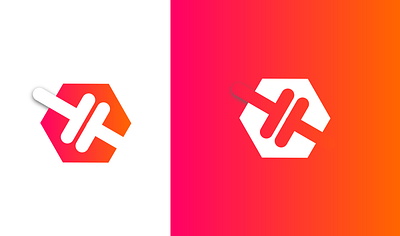Hexagon design flat gradient icon illustration logo minimal orange pink simple vector