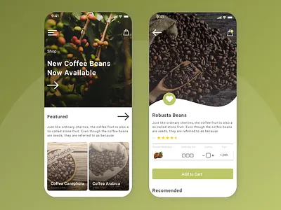 Coffee Bean Manufacture E-Commerce Concept app branding design flat icon logo mobile app ui ui ux design ux