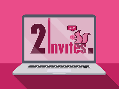 2x Dribbble Invites draft dribbble dribbble invitation dribbble invites giveaway illustration invitation invite invite giveaway laptop squirrel