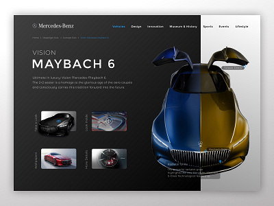 Vision Maybach Concept black blue car concept dark dark mode dark ui design design app gold maybach maybach6 mercedes vision web web design webdesign website website concept website design
