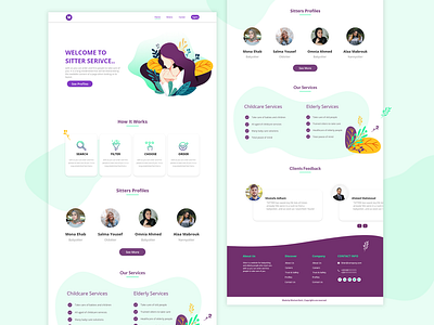 Babysitter Website Homebage babysitter design homepage homepage design illustration purple ui ux vector web website