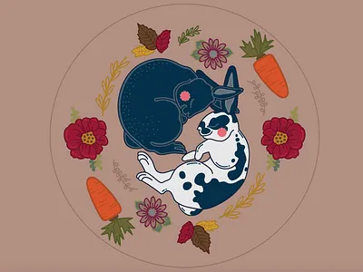 Sleepy Rabbits digital illustration doodle folk illustration rabbit