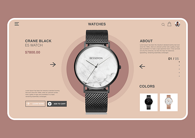 Watch Store Product Page Concept app design flat ui ui ux design ux