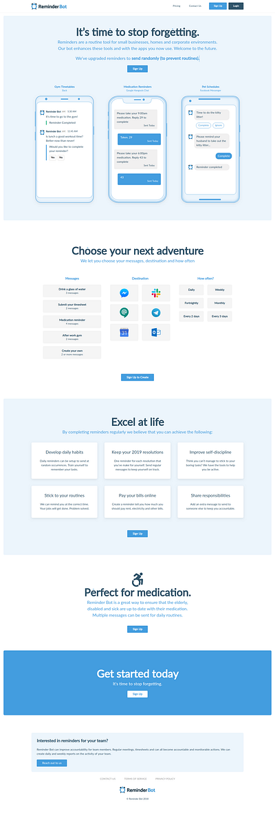Reminder Bot app phone reminder webdesign website