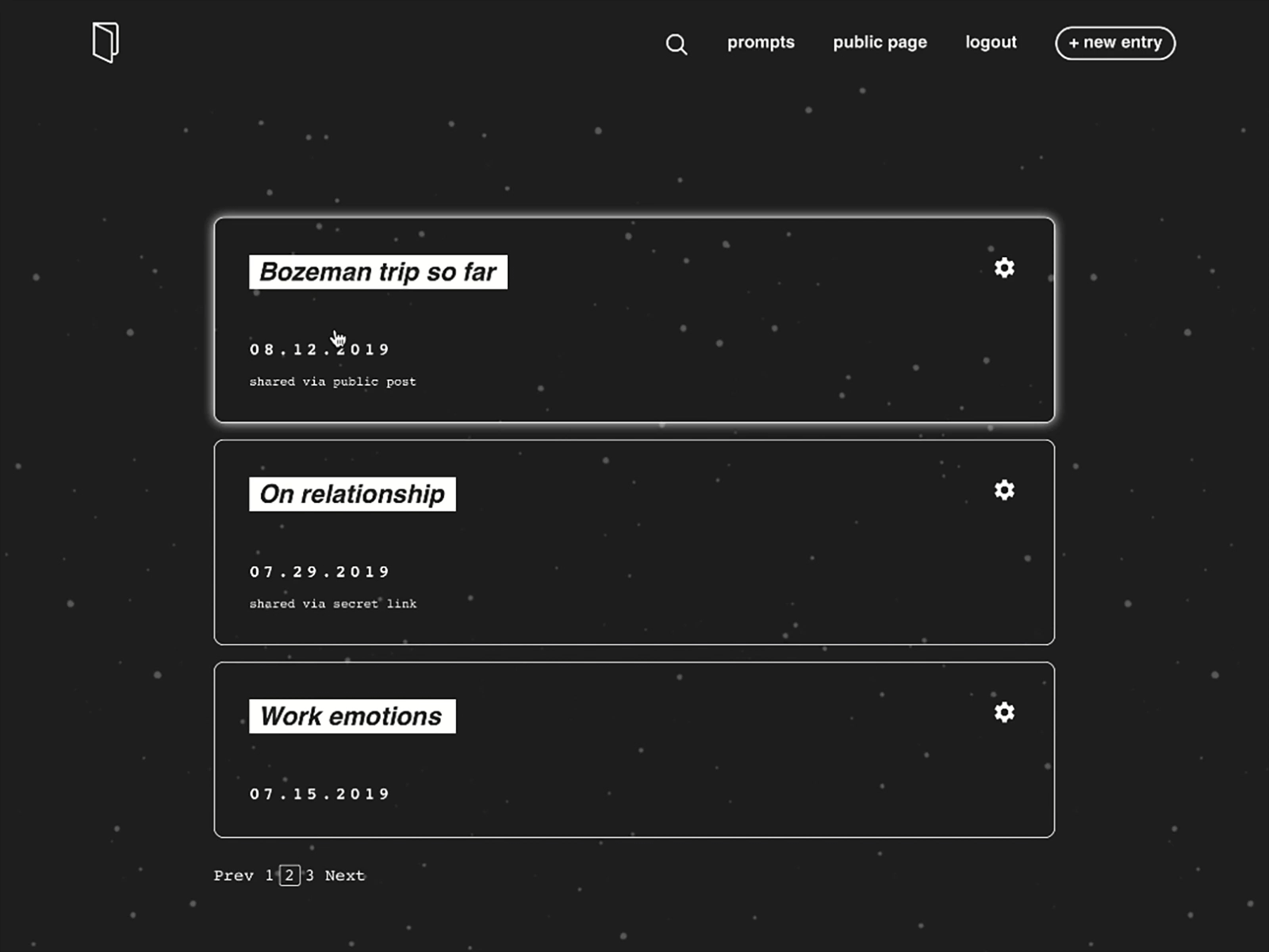 Major Tom effect cosmos hover state ui website design