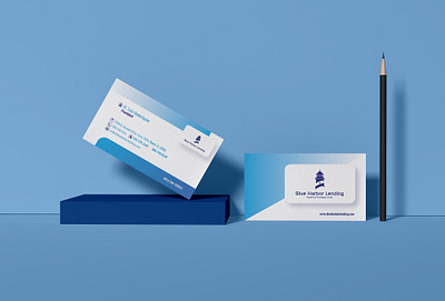 Blue Harbor Lending - Business card Mockup adobe illustrator adobe photoshop blue branding bright business card business card design color design graphic design identity illustration lending mockup print design stationery stationery design typography update vector