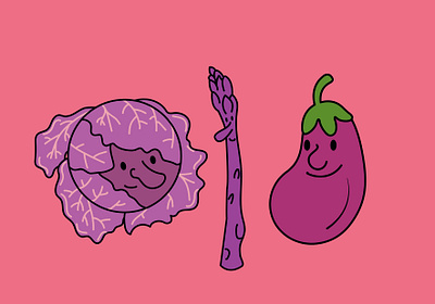 Purple Vegetables education eggplant food food and drink fun healthy icons illustration kids learning vegetables