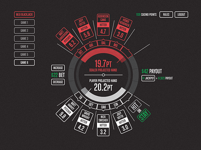 MLB Black Jack app bet blackjack branding design game illustration mlb payout ux web website