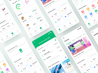 Fitness training app collection app banner clean data design fitness illustration ui ux