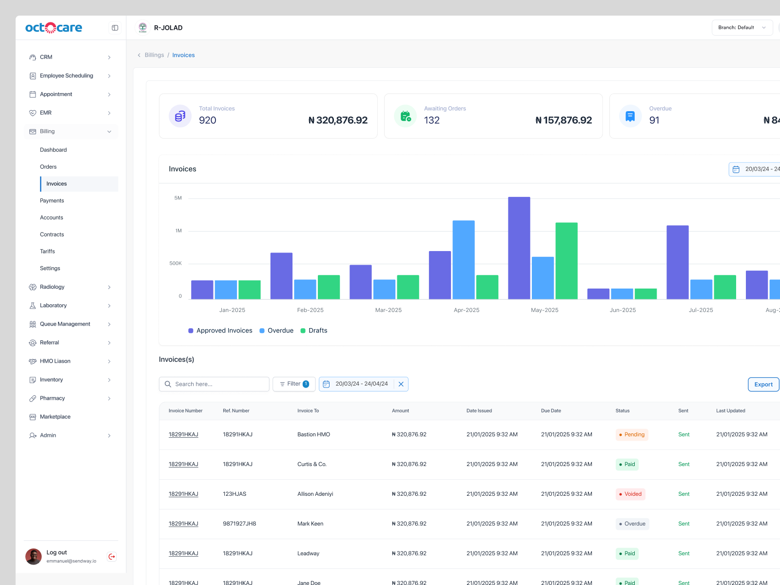 Health-tech web app (Billing Module) figma graphic design healthtech saas ui design web app