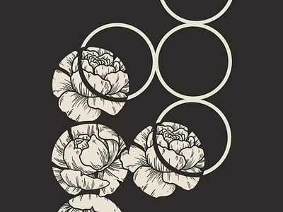 Real Work band circles flower line art merch peonies peony procreate