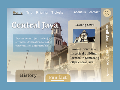 Web design for Traveling central design web indonesian java museum semarang travel app trip ui design ui ux