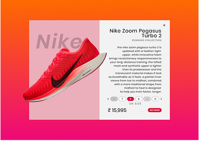 Product Landing Page for Nike Zoom Pegasus Turbo 2 branding daily 100 challenge dailyui design gradient illustration lettering logo minimal nike nike running style ui ux web website