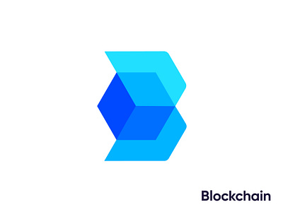 B for blockchain logo concept 3d b blockchain blocks crypto cryptocurrency fintech hexagon letter logo monogram technology