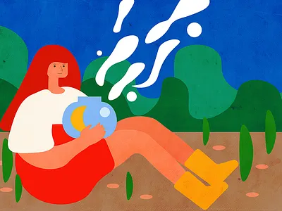 A girl with a fish bowl