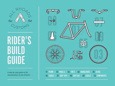 Rider's Build Guide bicycle bike build custom frame gears guide handlebars illustration parts saddle tires wheels