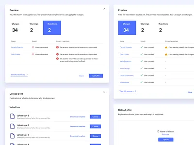 ThrivePass HR - Bulk upload components app bulk upload clean component dashboard enterprose file file upload material design product simple ui stepper ux web design