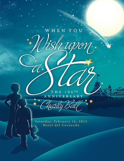 When You Wish Upon A Star charity illustration invitation moon star vector wish