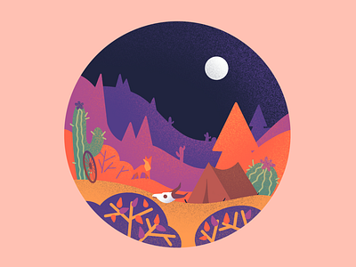 Desert 🦊 adventure cactus colors desert flat flatdesign fox gradient graphism illustration landscape orange procreate simple ui vector violet web