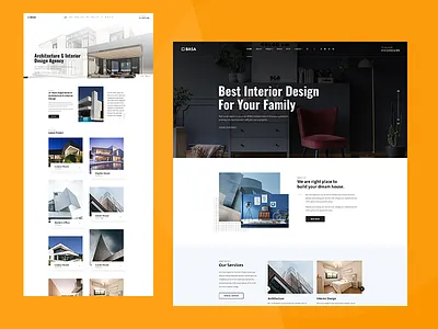 Architecture & Interior PSD Template architecture design branding clean corporate design illustration interior design