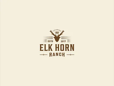 ELK HORN RANCH caffe logo design designs horn logo illustration illustrator logo logos monogram pictogram ranch logo restaurant logo vintage logo