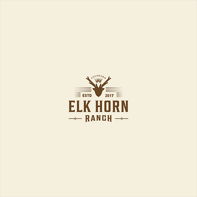 ELK HORN RANCH caffe logo design designs horn logo illustration illustrator logo logos monogram pictogram ranch logo restaurant logo vintage logo