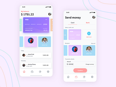 Mobile Banking App bank app bank card budget card clean ui concept app interaction interface ios ios mobile app simple sketch tracking uiux wallet wallet app