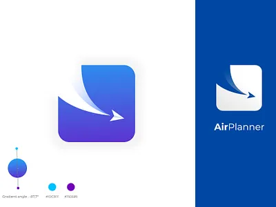 Travel App Logo air airplane airplanes app logo arrow gradient gradient icon illustration logo logo design logo designer modern paper shadow sky skype travel travel app