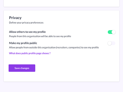 Profile privacy settings blocks button dashboard design privacy profile save settings settings page toggle switch uidesign